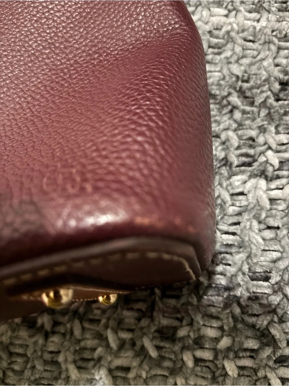 Michael Kors Maroon Leather Studded Satchel with Gold Hardware